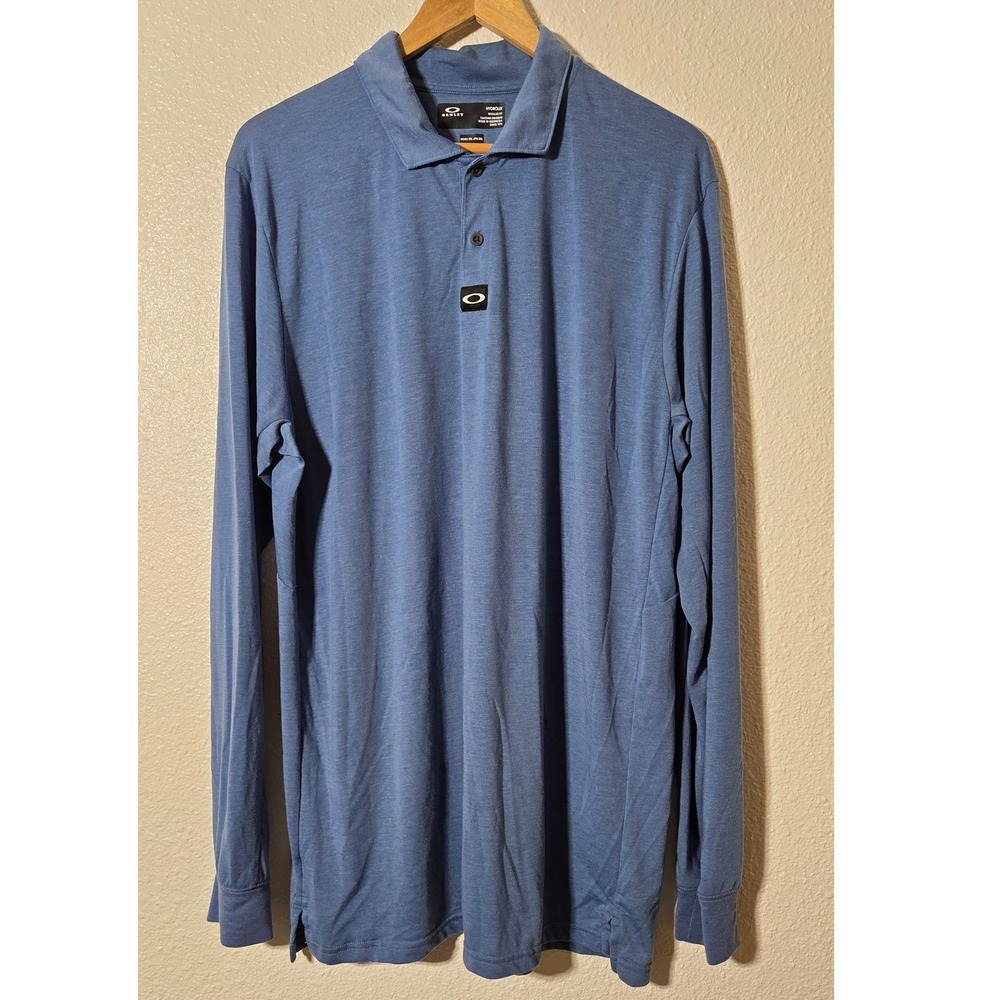 Oakley Hydrolix Long Sleeve Polo XXL Golf Performance Athleisure Active Blue